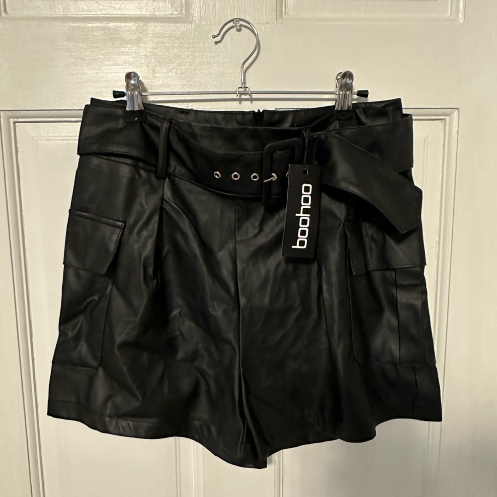Faux leather shorts
